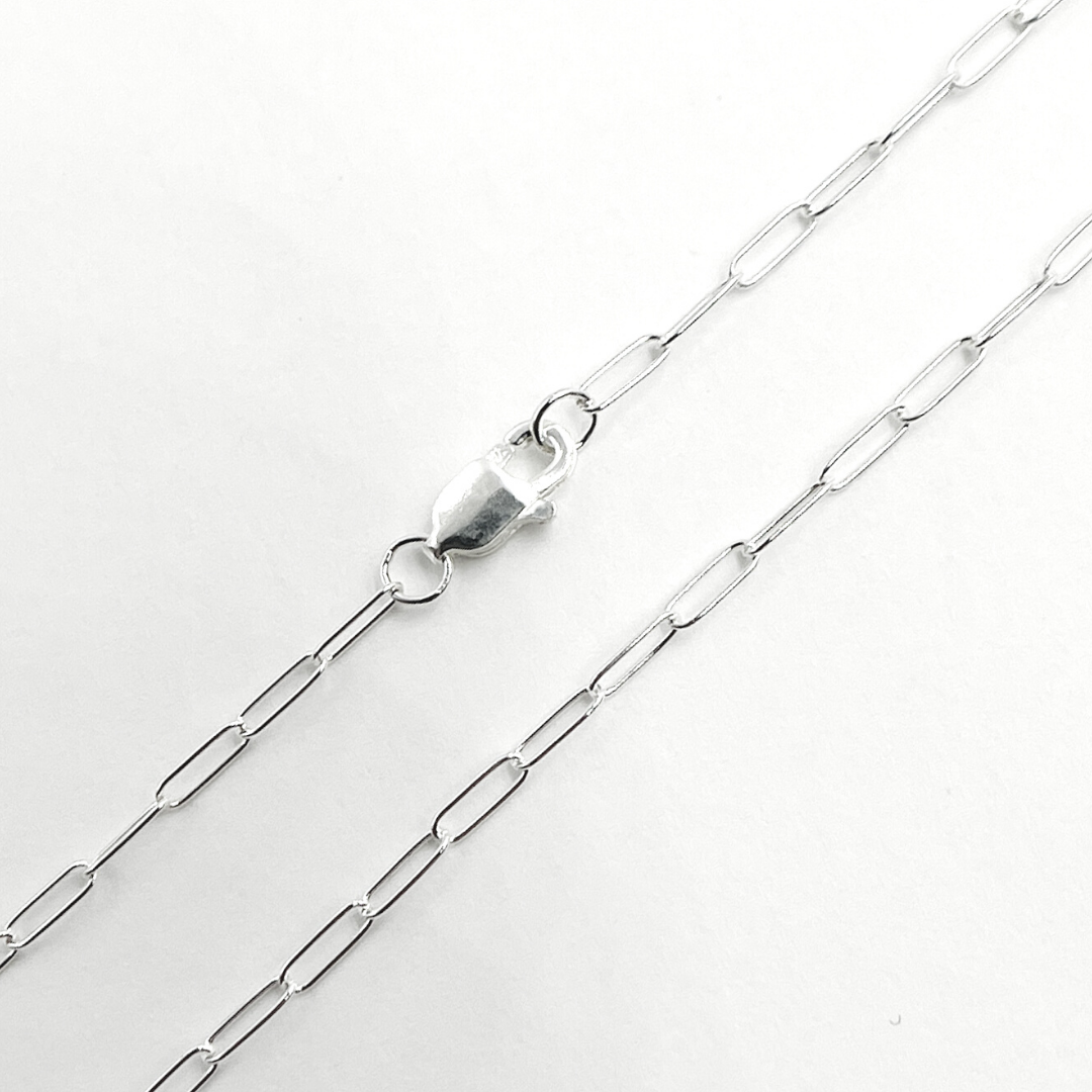 925 Sterling Silver Paperclip Finished Necklace. 1606SSNecklace
