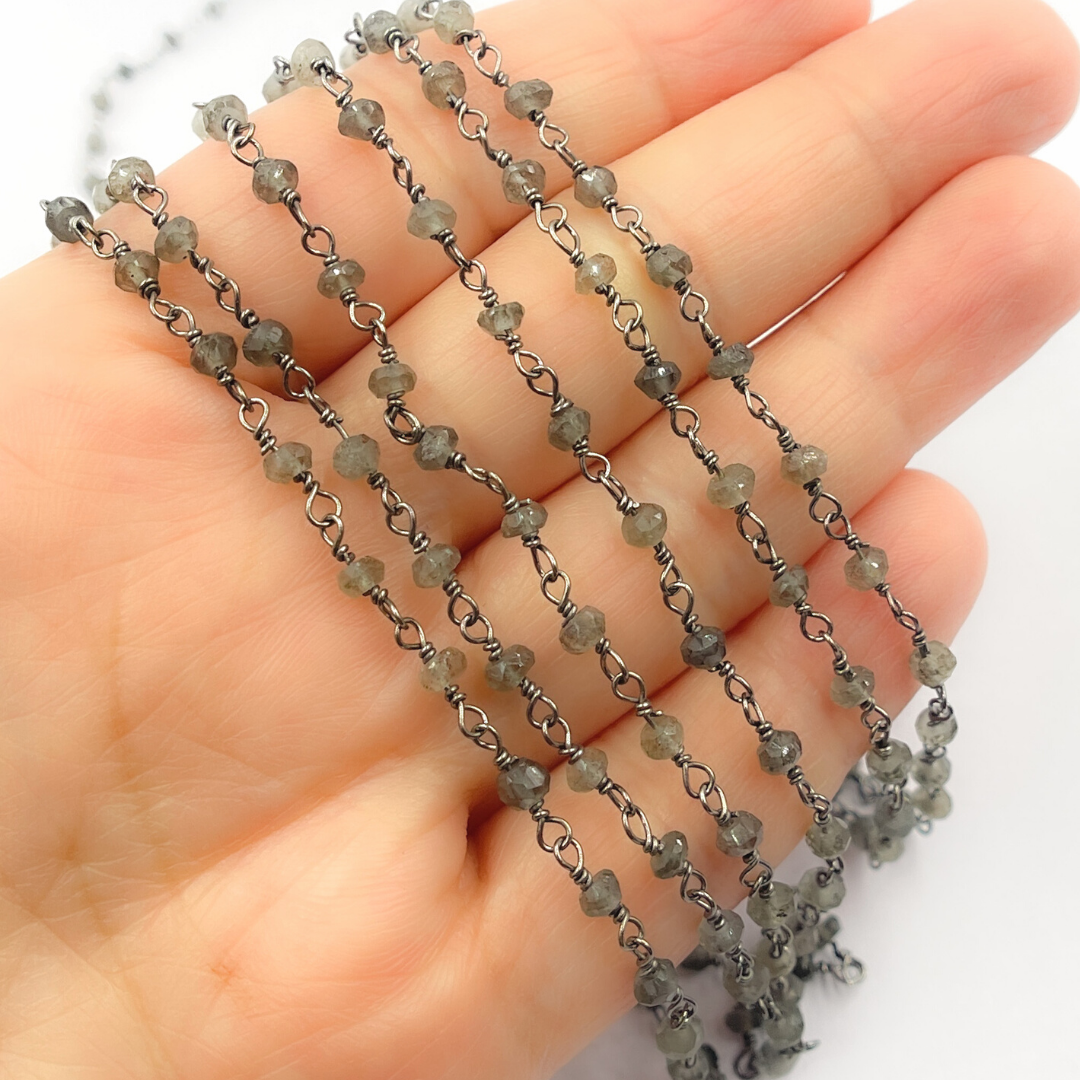 Black Moonstone Wire Chain. BMS4