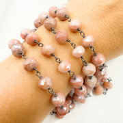 Coated Agate Peach Oxidized Wire Chain