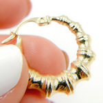 Load image into Gallery viewer, 14K Solid Gold Textured Hoop