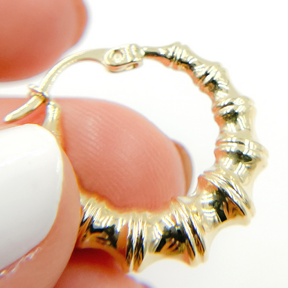 14K Solid Gold Textured Hoop