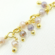 Coated Multi Moonstone Cluster Dangle Gold Plated Wire Chain