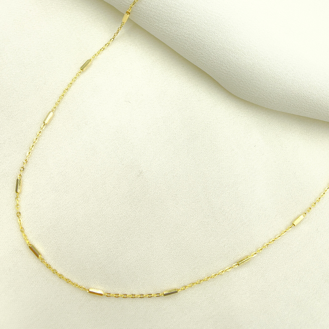 14K Solid Gold Cable and Bars Chain