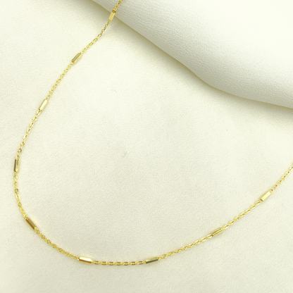 14K Solid Gold Cable and Bars Chain
