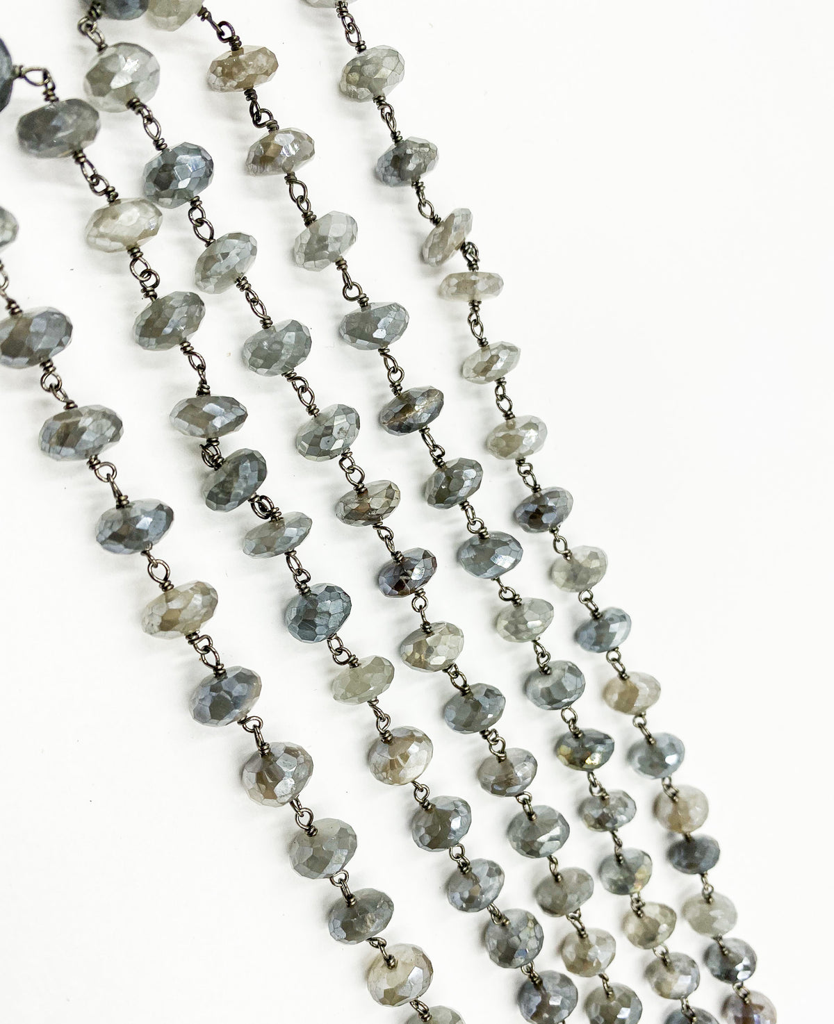 Coated Moonstone Wire Wrap Chain.