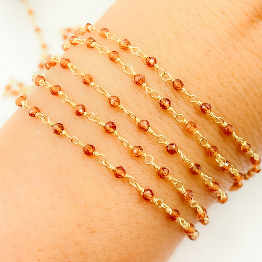 Hessonite Gold Plated Wire Chain