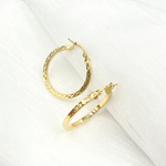 Load image into Gallery viewer, 14K Solid Gold Hollow Flat Diamond Cut Hoop