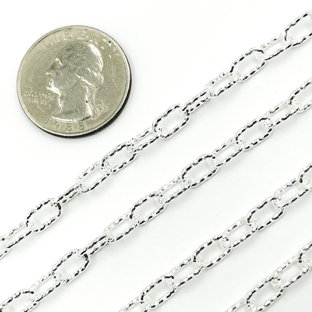 925 Sterling Silver Diamond Cut Paperclip Chain. 