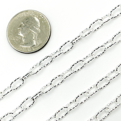 925 Sterling Silver Diamond Cut Paperclip Chain. 