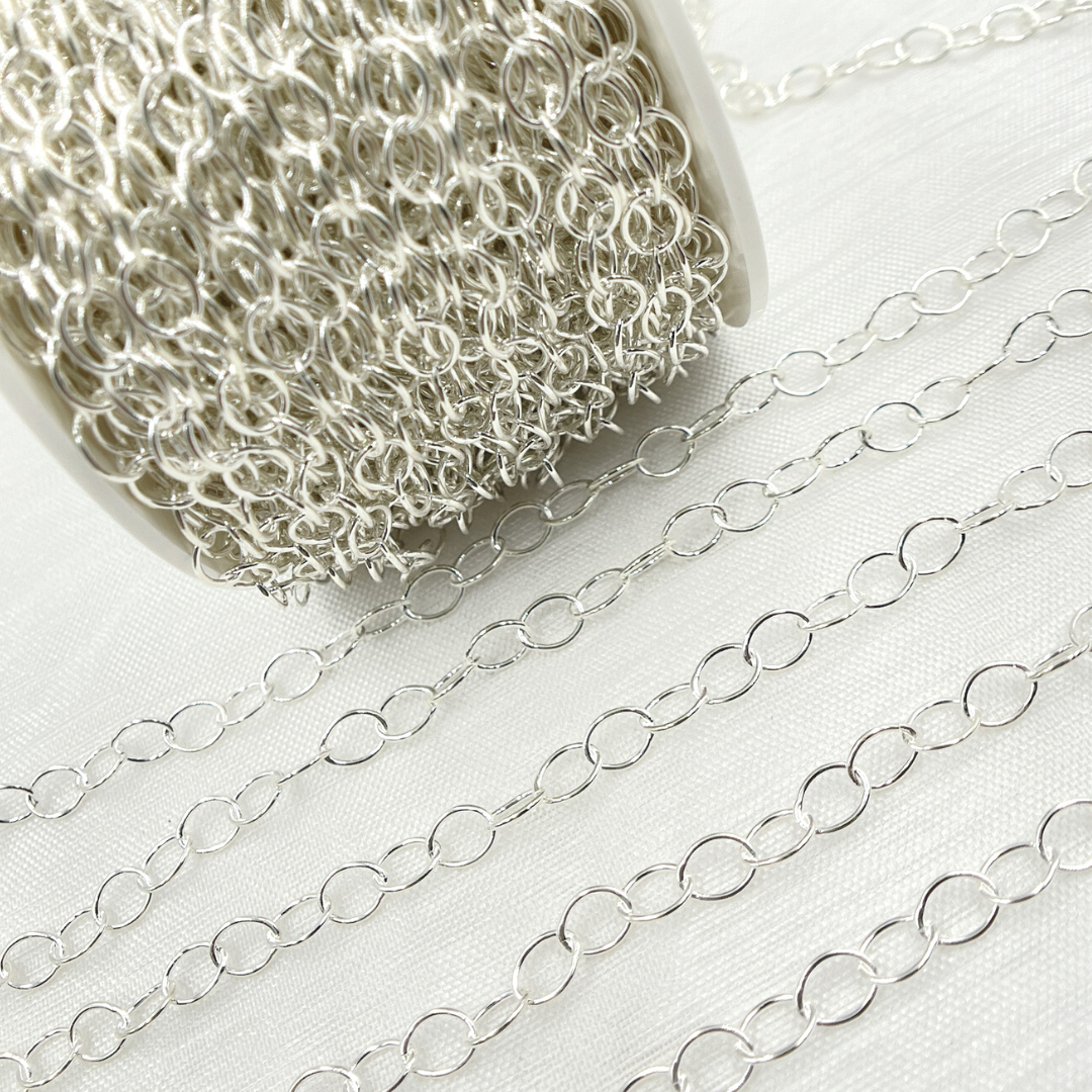 V189SS. Sterling Silver Smooth Oval Link Chain