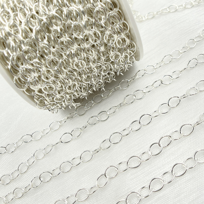 V189SS. Sterling Silver Smooth Oval Link Chain