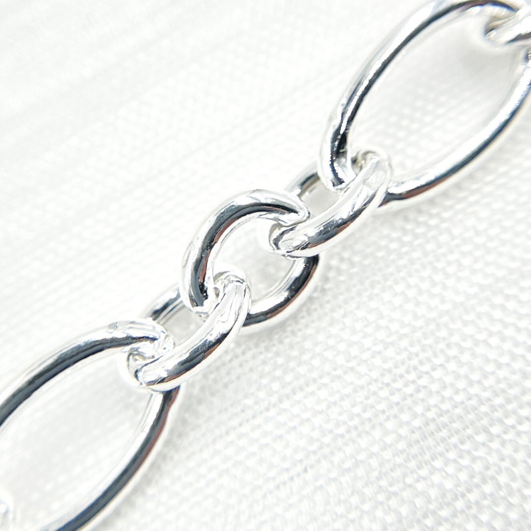 925 Sterling Silver Smooth Oval and Round Link Chain