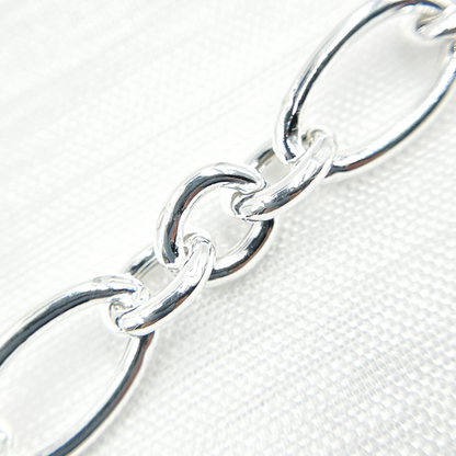 925 Sterling Silver Smooth Oval and Round Link Chain