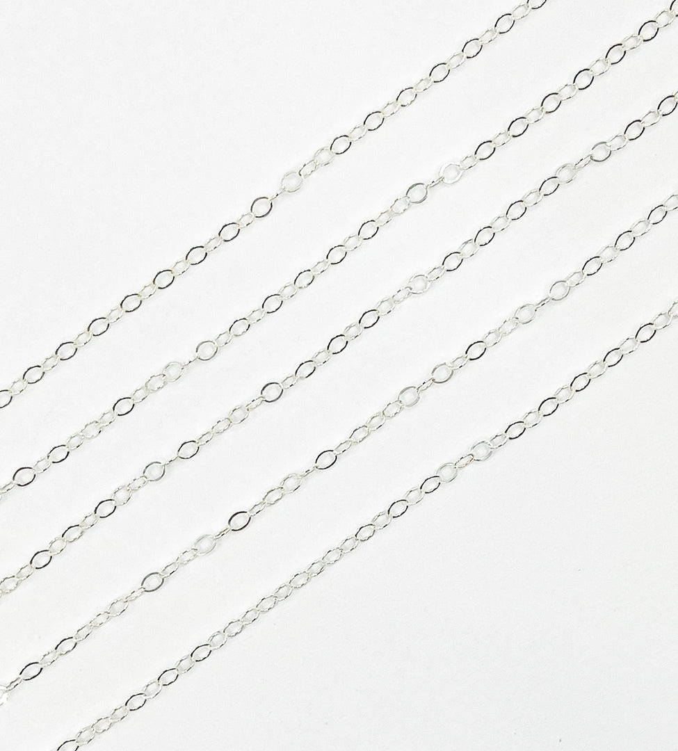 925 Sterling Silver Flat Cable 2.8x2.2mm Link Chain. 1212FSS