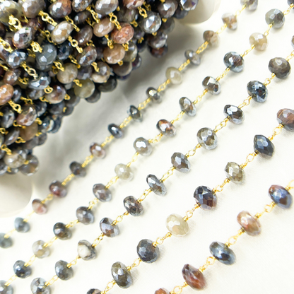 Coated Cats Eye Gold Plated Wire Chain