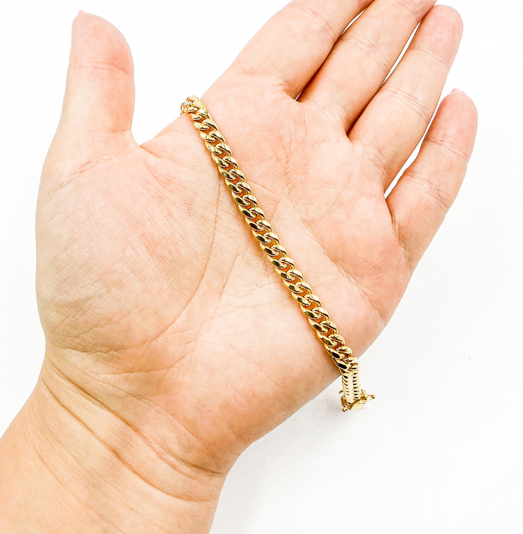 14K Solid Gold Small Curb Bracelet.