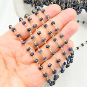 Dyed Blue Sapphire Gold Plated Wire Chain
