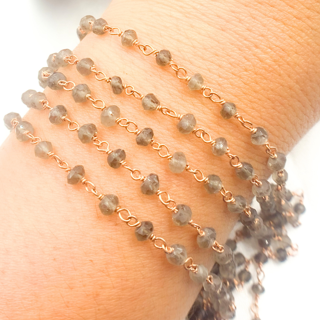 Smoky Quartz Rose Gold Plated Wire Chain