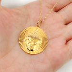 Load image into Gallery viewer, 14K Solid Gold with Diamonds Circle Shape Charm with Buddha in the Center. GDP283
