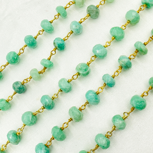 Amazonite Gold Plated Wire Chain