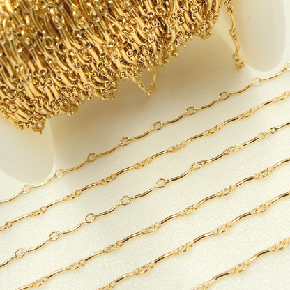 14K Gold Filled Curved Bar Link Chain.