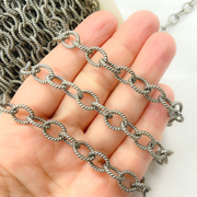 Oxidized Sterling Silver Twisted Round Link Chain