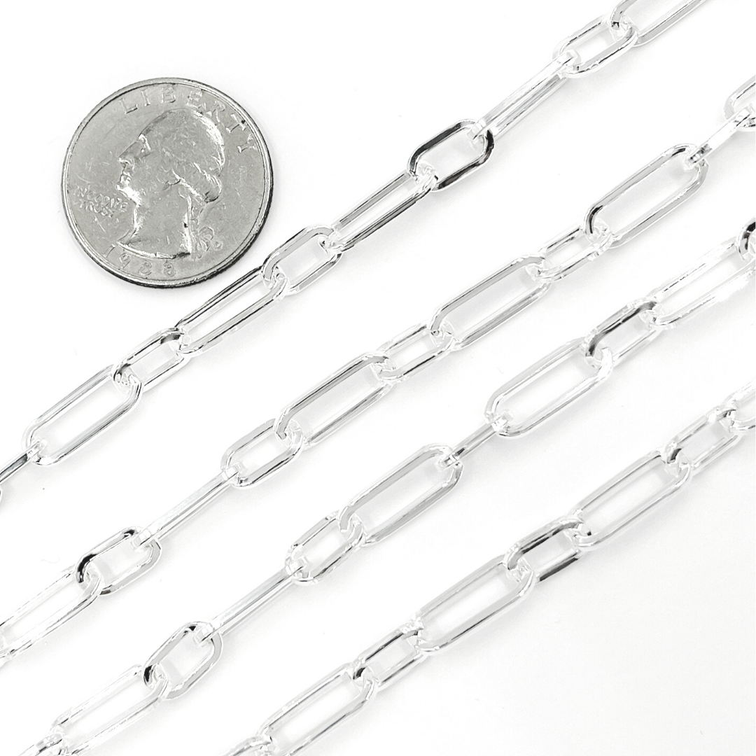 925 Sterling Silver Flat Paper Clip Chain.