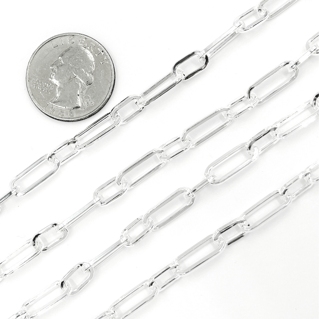 925 Sterling Silver Flat Paper Clip Chain. V139SS