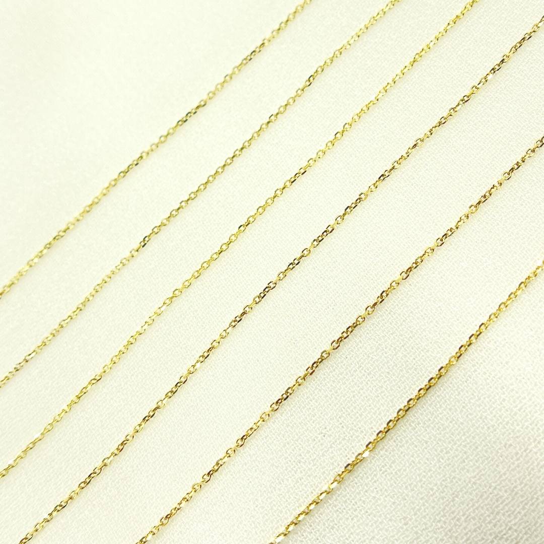 14K Solid Gold Flat Cable Link Chain