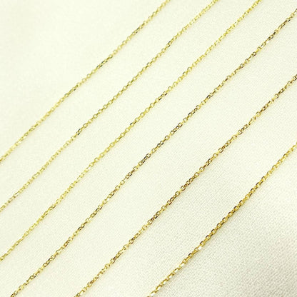 14K Solid Gold Flat Cable Link Chain