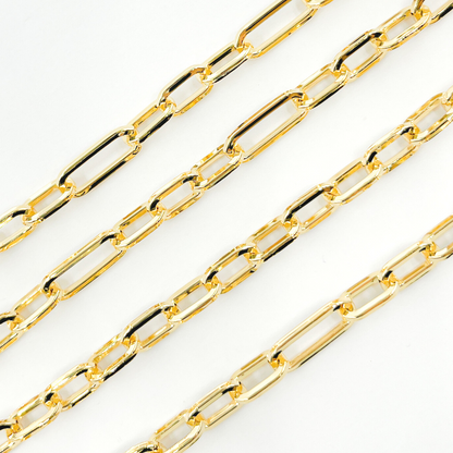 Gold Plated 925 Sterling Silver Flat Paper Clip Chain. 