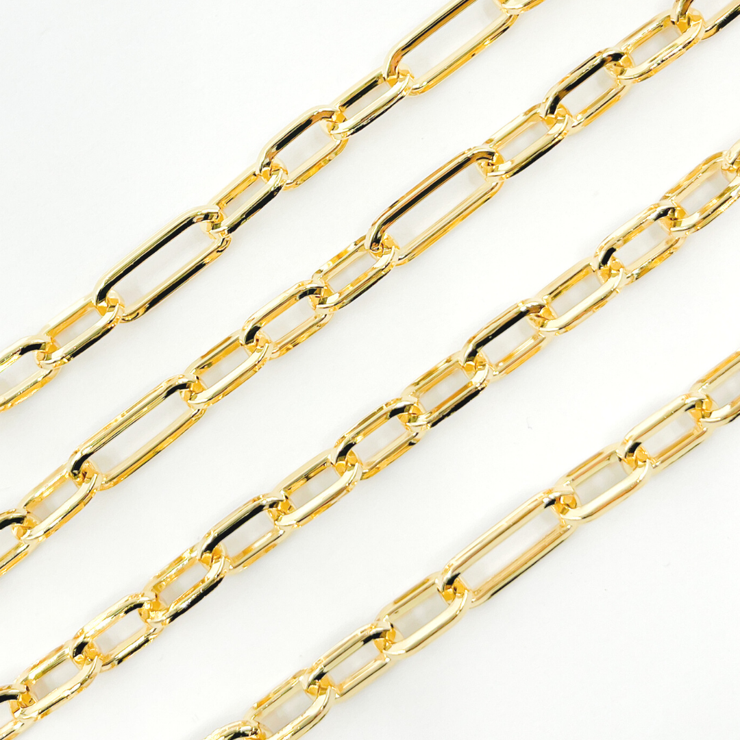 Gold Plated 925 Sterling Silver Flat Paper Clip Chain. V140GP