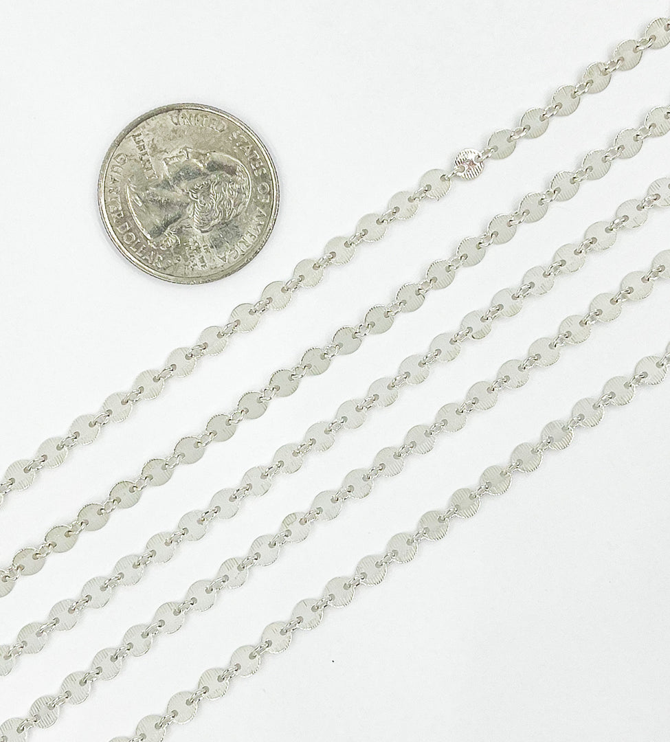 925 Sterling Silver Textured Disc Chain. 957LSS