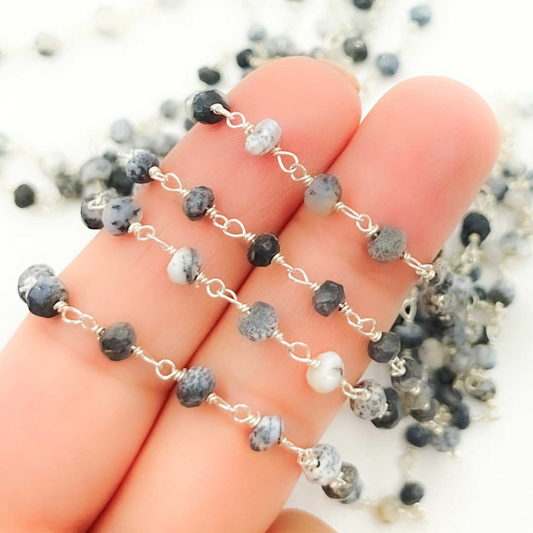 Dendrite Opal 925 Sterling Silver Wire Chain