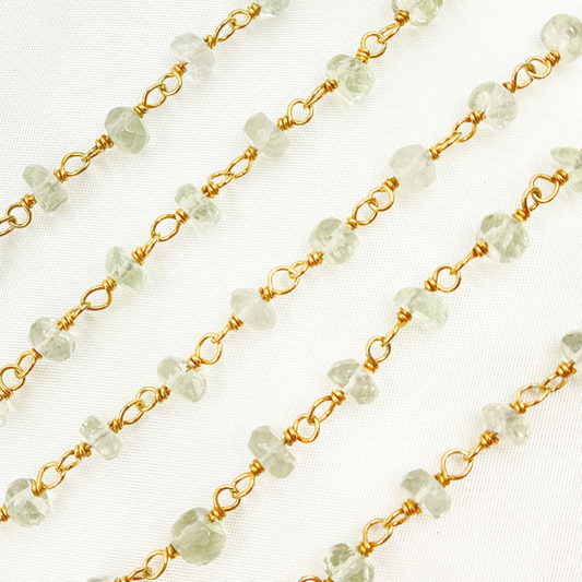Green Amethyst Gold Plated Wire Chain.