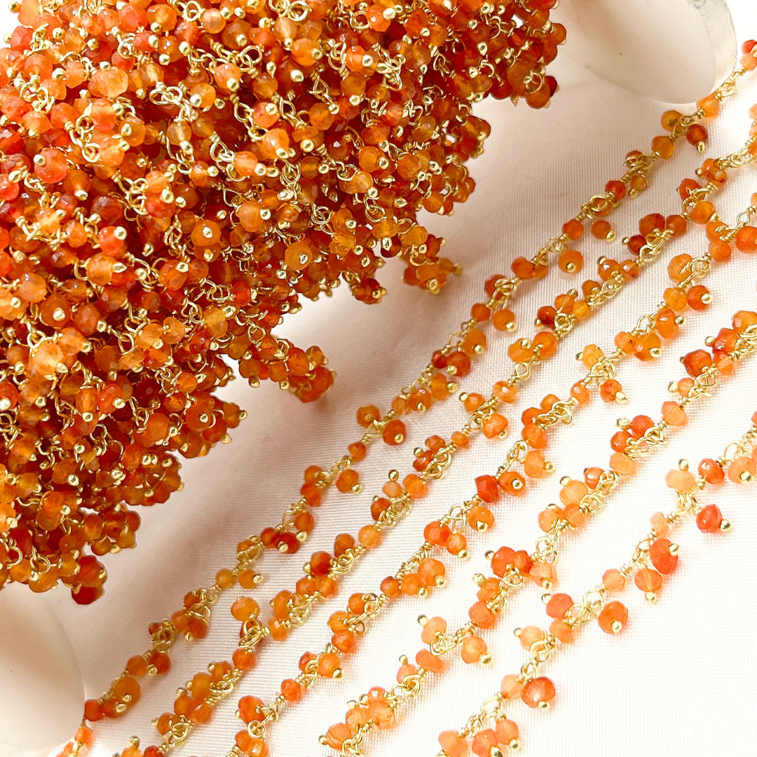 Carnelian Cluster Dangle Gold Plated Wire Chain.