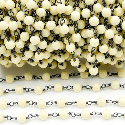 Resin Round Shape Oxidized 925 Sterling Silver Wire Chain.