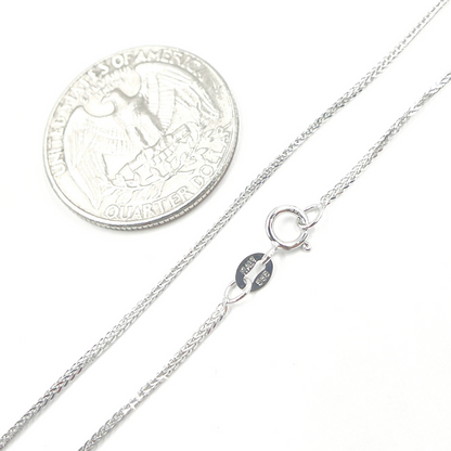 14K Solid White Gold Wheat Chain