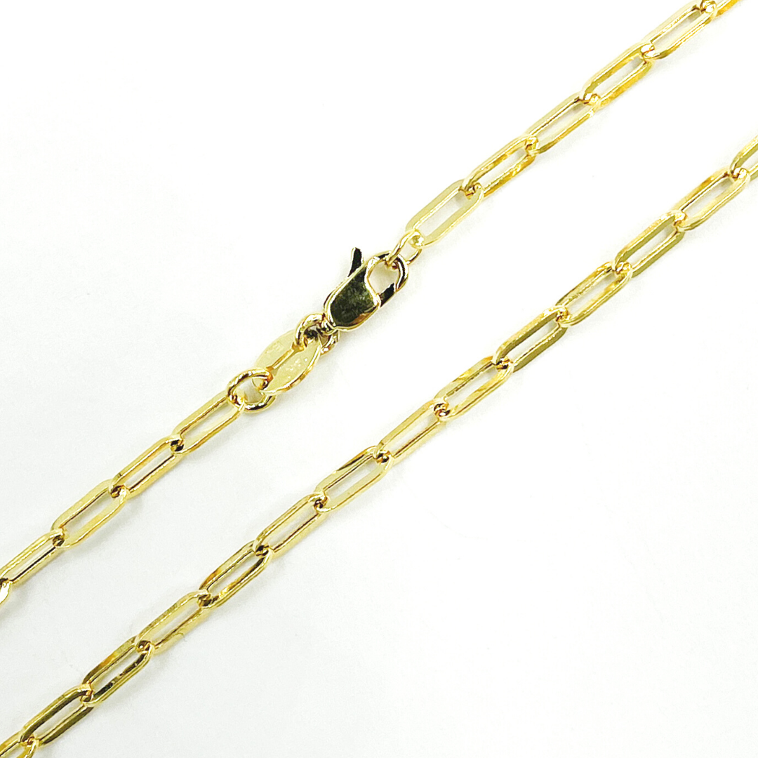 14K Solid Gold Flat Paperclip Necklace