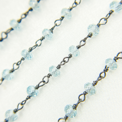 Sky Blue Topaz Oxidized Wire Chain.
