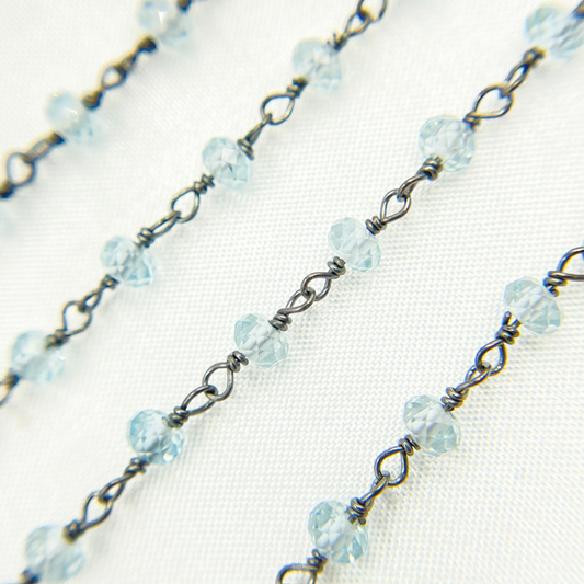 Sky Blue Topaz Oxidized Wire Chain.