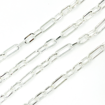 925 Sterling Silver Flat Paper Clip Chain.