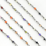 Load image into Gallery viewer, Multi Color Cubic Zirconia Oxidized Wire Chain. MCZ7
