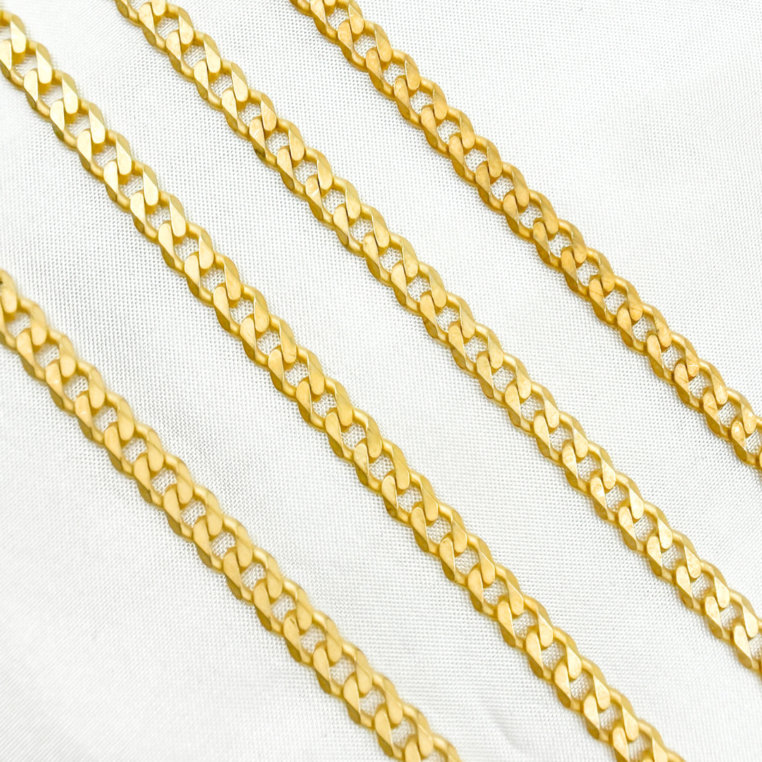 Gold Plated Matt 925 Sterling Silver Flat Curb Chain. V125GPM