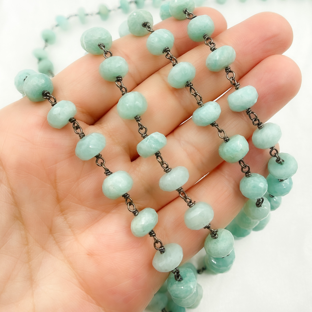 Amazonite Oxidized Wire Chain. AMZ20