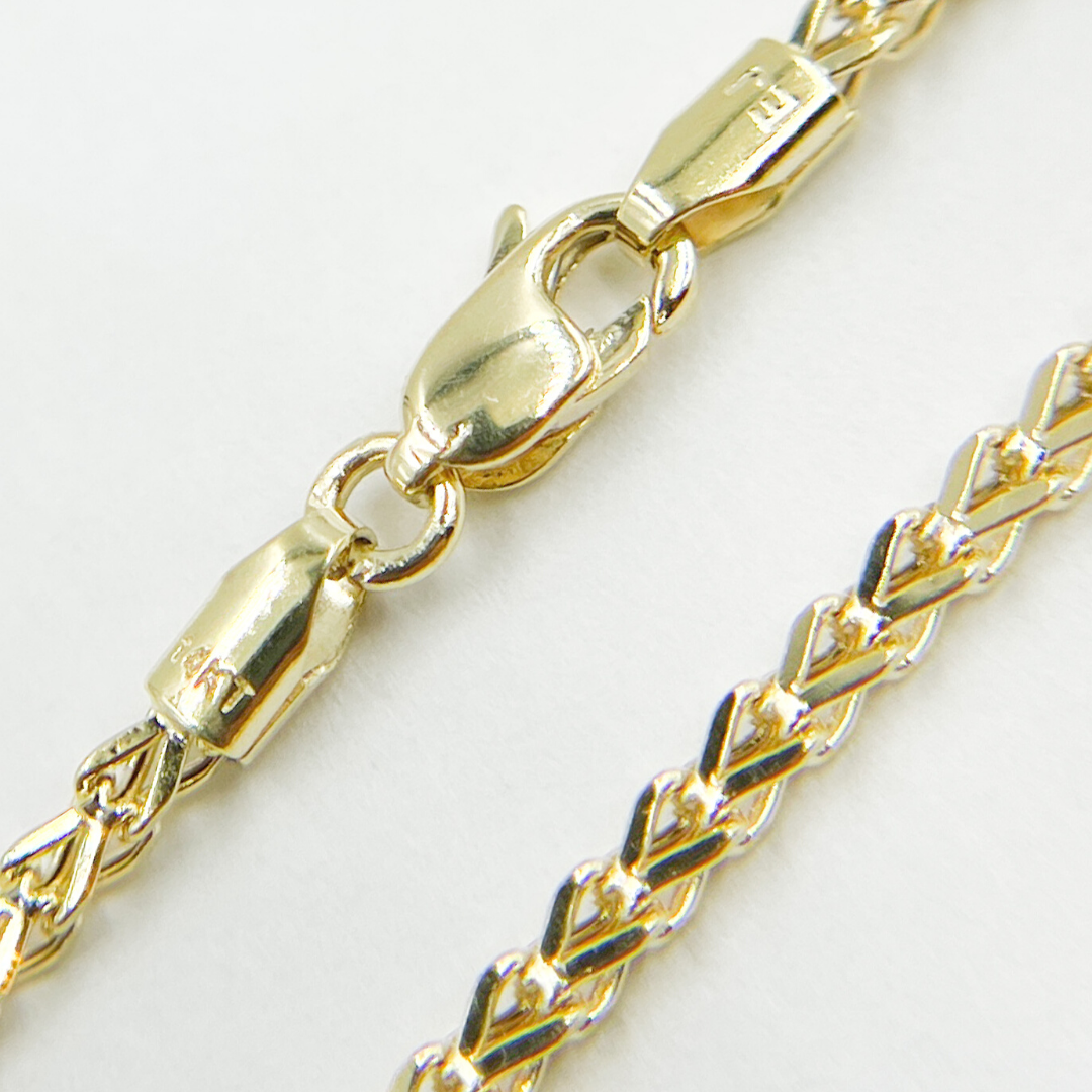 14K Solid Gold Wheat Necklace