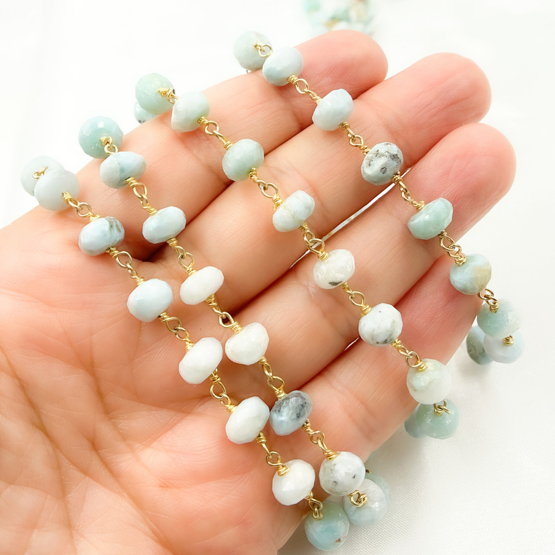 Larimar Gold Plated Wire Chain