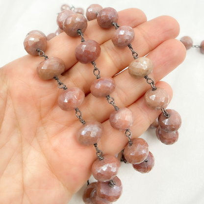 Coated Agate Peach Oxidized Wire Chain