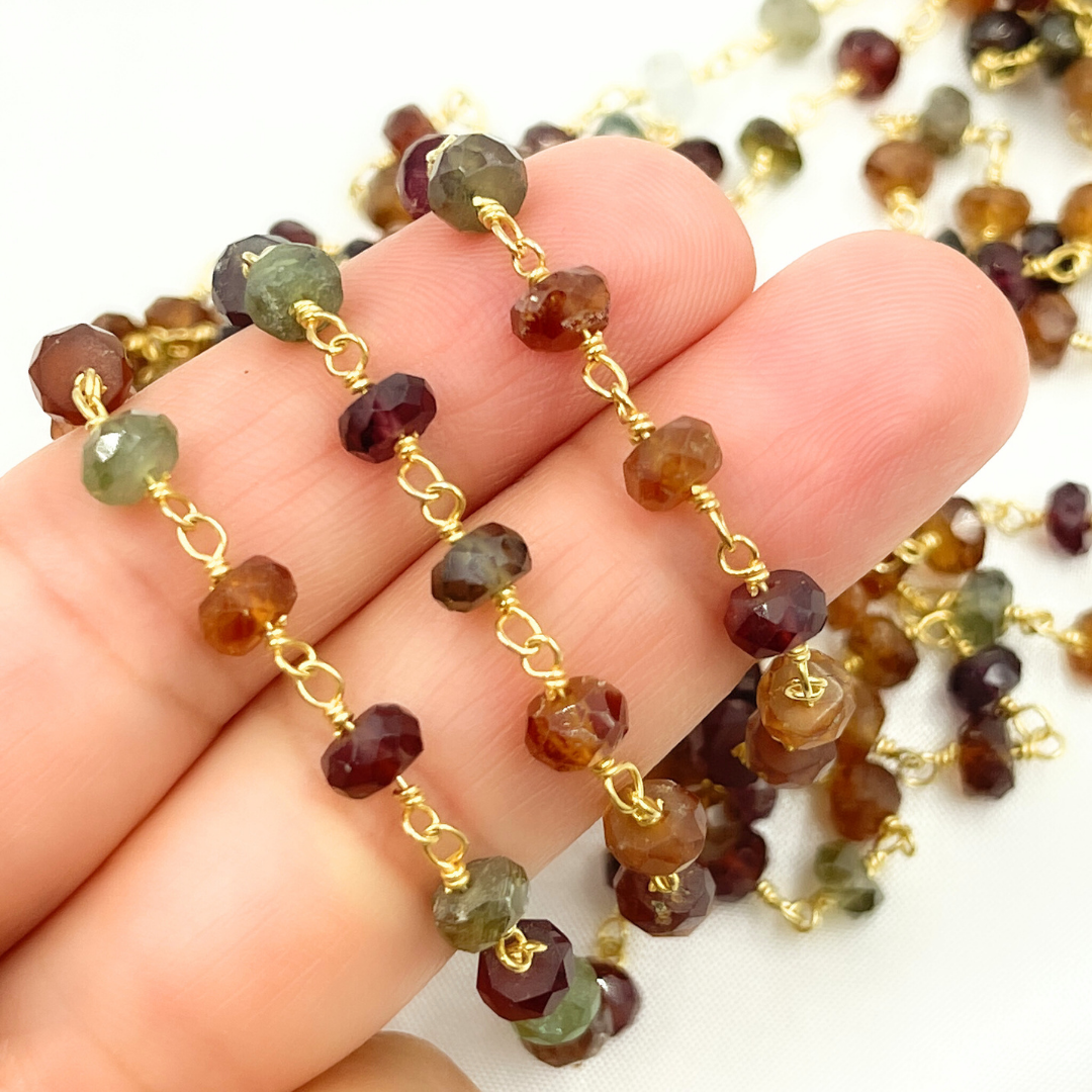 Multi Tunduru Sapphire Gold Plated Wire Chain.