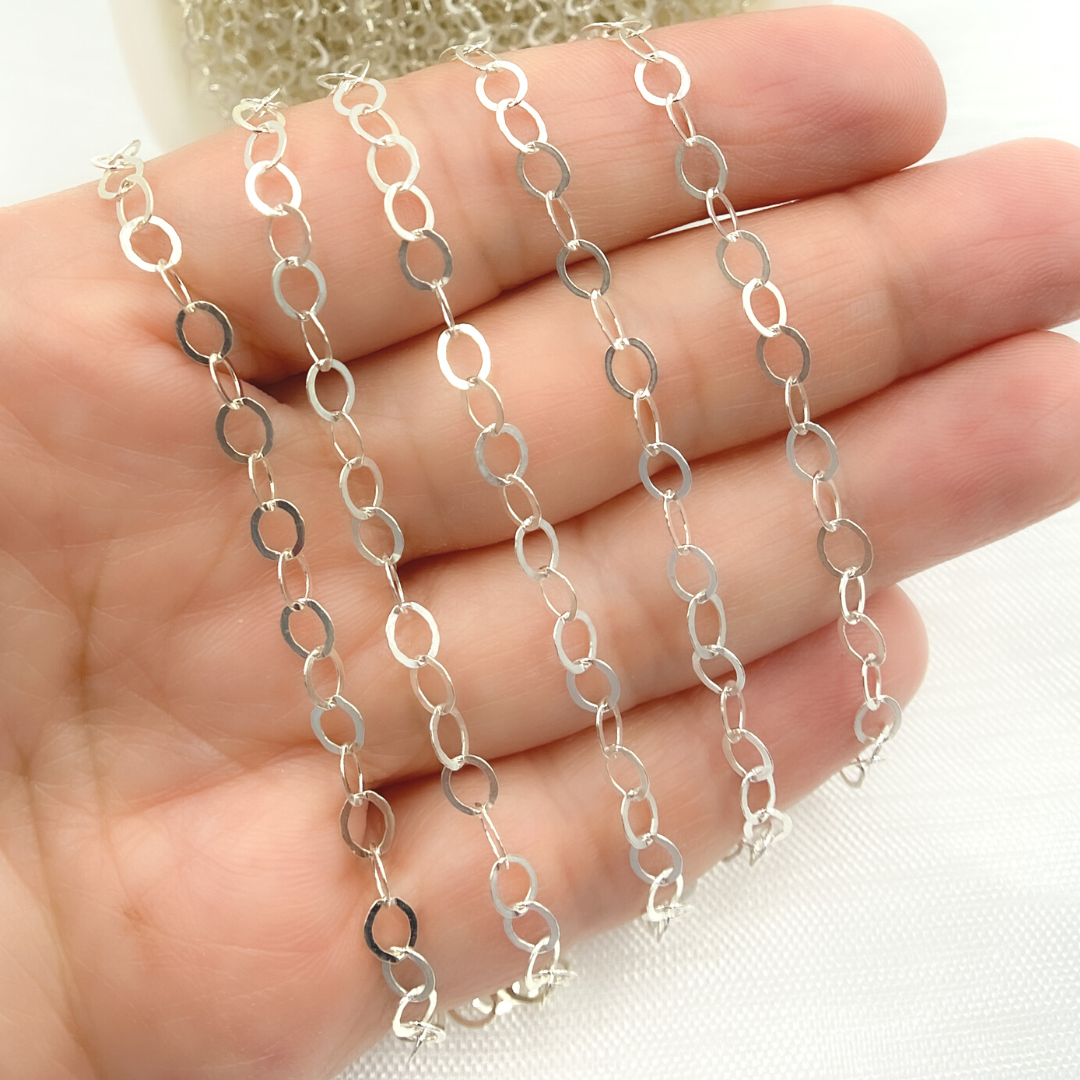 925 Sterling Silver Flat Oval Link Chain.